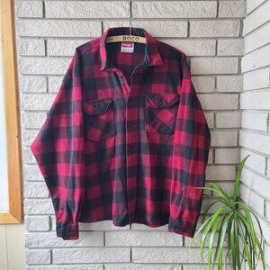 'Wrangler' light-weight red/black plaid fleece button-up shacket men's XL